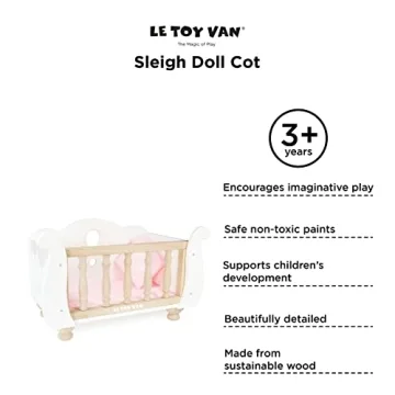 Le Toy Van Beautiful Wooden Doll Cot for Kids
