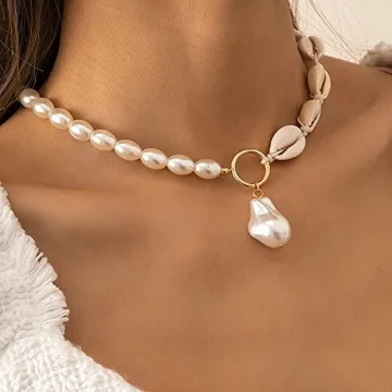 Elegant Gold Pearl Choker Necklace for Women