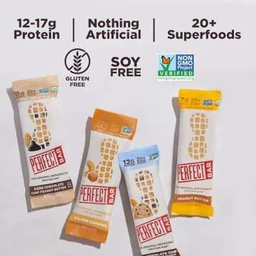 Perfect Bar, Best Sellers Variety Pack, Protein Bars, Gluten Free, Soy Free, Non GMO, No Sugar Alcohols, 2.2-2.5 Ounce Bars, 8 Count