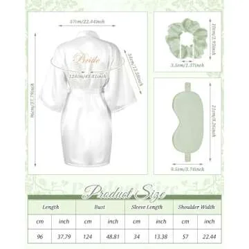 Jecery 7 Pcs Bridesmaid Robe Sets Bride Silk Satin Bridal Party with Sleeping Eye Mask and Elastic H...