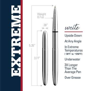 Fisher Space Pen Chrome Bullet Pen, Ballpoint, Brass, Black Ink