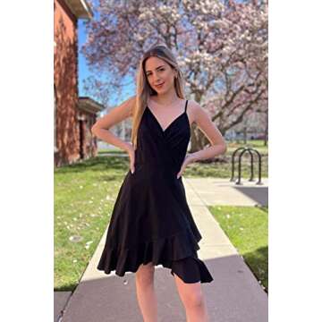 ULTRANICE Black Summer Dress Womens 2024 Sundresses Spring Casual Wrap Flowy Midi Vestidos Outfits C...