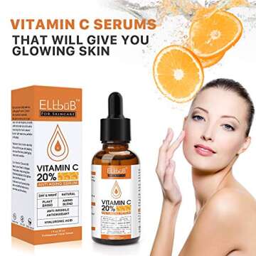 Premium 20% Vitamin C Serum For Face with Hyaluronic Acid, Retinol & Amino Acids - Boost Skin Collag...
