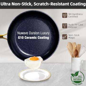 Nuwave Healthy Duralon Blue Ceramic Nonstick Cookware Set for Effortless Cooking