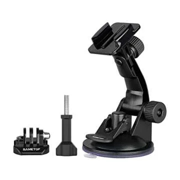 Sametop Suction Cup Mount Compatible with Gopro Hero 13, 12, 11, 10, 9, 8, 7, 6, 5, 4, Session, 3+, 3, 2, 1, Hero (2018), Max, Fusion, DJI Osmo Action Cameras; Perfect for Car Windshield and Window