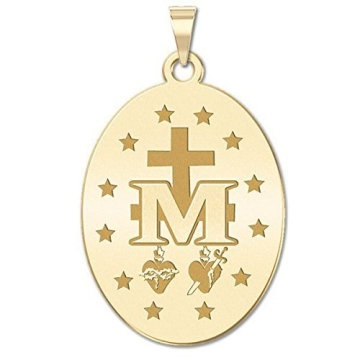 Miraculous Medal Pendant in Solid 14K Gold - Personalize Now