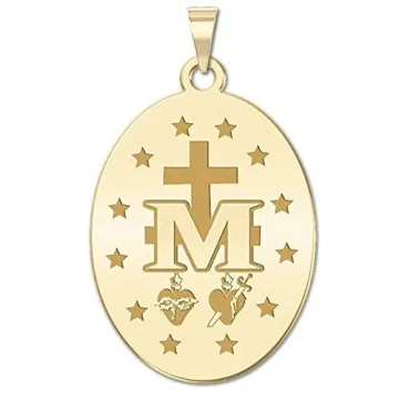Miraculous Medal Pendant in Solid 14K Gold - Personalize Now