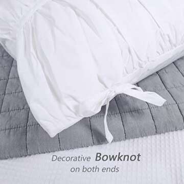 Farmhouse Pillow Shams Set of 2 20x36 White Cotton with All-Over Plaited Crinkle Zipper Closure for Boho Traditional Vintage Standard Size by JNG Kraftlab