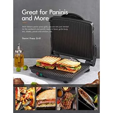 Yabano Panini Press Grill - Non-Stick, 180-Degree Cooking System