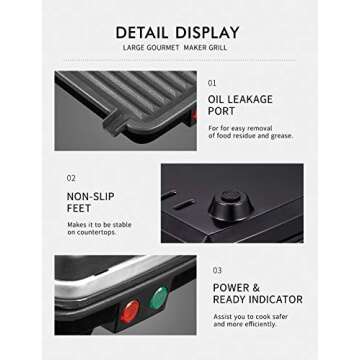 Yabano Panini Press Grill - Non-Stick, 180-Degree Cooking System