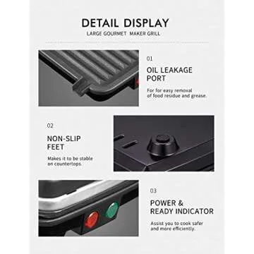 Yabano Panini Press Grill - Non-Stick, 180-Degree Cooking System