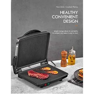 Yabano Panini Press Grill - Non-Stick, 180-Degree Cooking System