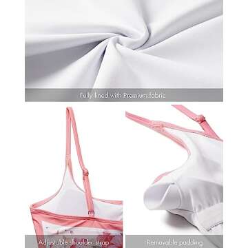 Narecte Sexy One Piece Bathing Suit for Women Tummy Control High Cut One Piece Swimsuit Womens Pink Floral S