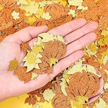 300 Pcs Fall Glitter Pumpkin Confetti for Celebrations