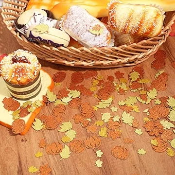 300 Pcs Fall Glitter Pumpkin Confetti for Celebrations