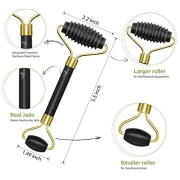 4 Pack Jade Roller Facial Ridged Roller Kits Skin Roller with 2 Pieces Gua Sha Scraping Massage Tools Anti Aging and Wrinkles for Face, Eye, Neck, Body for Lymphatic Massage (Style A)