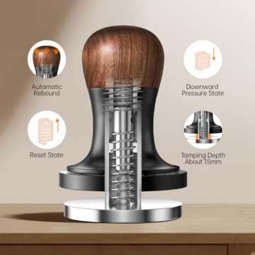 MHW-3BOMBER 58mm Espresso Tamper - 3 Spring Loaded Coffee Tamper with 15lb / 30lbs Replacement Springs - Barista Calibrated Tamper with Sound Feedback - Compatible with 58mm Portafilter T6172T