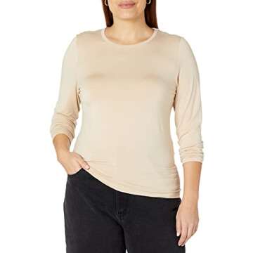 The Drop Women's Hannah Long-Sleeve Crewneck Fitted T-Shirt