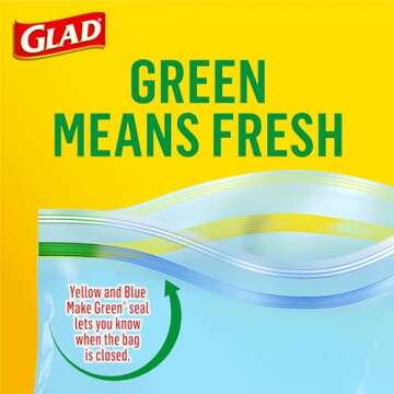 Glad Zipper Freezer Storage Plastic Bags, Gallon, set of 4 x 40 bags -Package May Vary