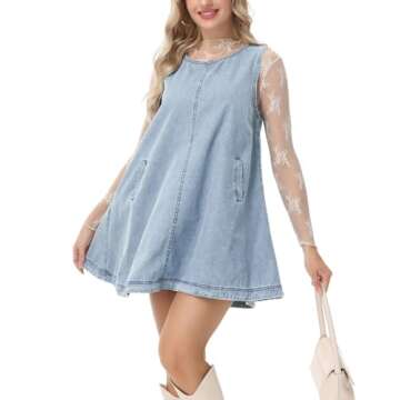 Stylish Vidifid Women's Sleeveless Denim Dress with Pockets