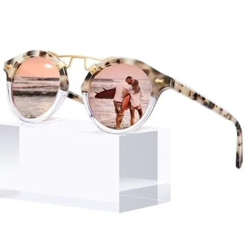 CARFIA Pink Mirrored Sunglasses for Women - UV Protection & Stylish Acetate Frames