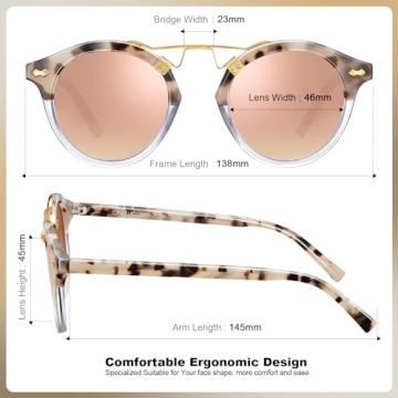 CARFIA Pink Mirrored Sunglasses Women UV Protection Acetate