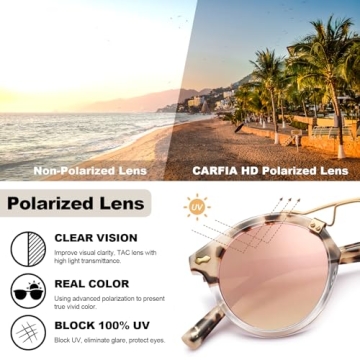 CARFIA Pink Mirrored Sunglasses Women UV Protection Acetate