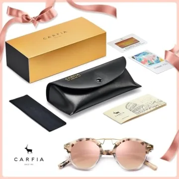 CARFIA Pink Mirrored Sunglasses Women UV Protection Acetate