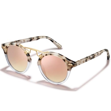 CARFIA Pink Mirrored Sunglasses Women UV Protection Acetate