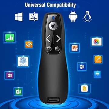 2-in-1 USB Type C Presentation Clicker Wireless Presenter Remote for PowerPoint, Powerpoint Clicker with Volume Control PowerPoint Slide Advancer for Mac, Computer, Laptop-E600