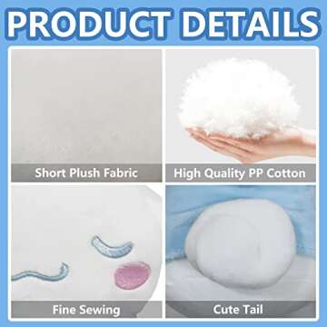 NGCJZF Cinnamoroll Plush Toy, Kawaii Cinnamoroll Plush Doll, Cute Cartoon Cinnamoroll Sleep Plush Toys, Animals Stuffed Soft Plushie Gifts for Children, Adults and Anime Fans,Blue,6.69 Inch