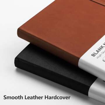 RETTACY A5 Blank Journal Notebook with Leather Cover 192 Pages