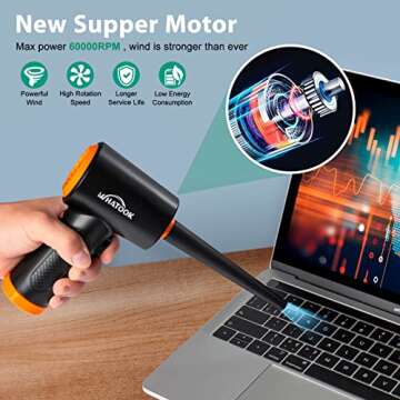 Electric Air Duster Rechargeable 3-Speed with LED Light