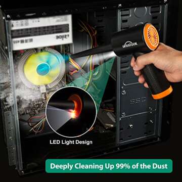 Electric Air Duster Rechargeable 3-Speed with LED Light