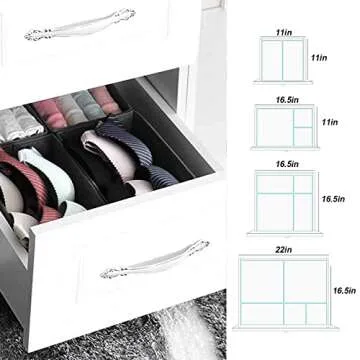 homyfort Dresser Drawer Organizer, Foldable Cloth Storage Box Closet Cube Basket Bins Containers Divider with Drawers for Underwear, Bras, Socks, Ties, Scarves, Set of 6, Grey