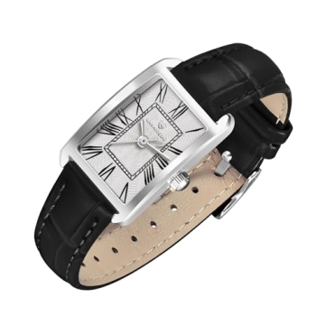 Timever Women's Leather Strap Watch - Elegant Square Design
