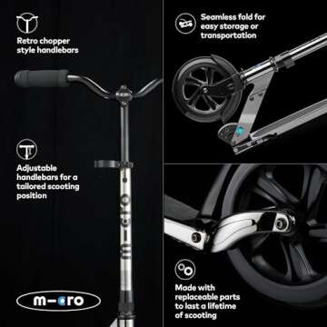 Micro Classic Black Neochrome Two-Wheeled Scooter for Adults