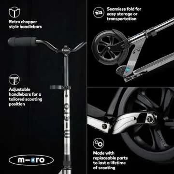 Micro Classic Black Neochrome Two-Wheeled Scooter for Adults