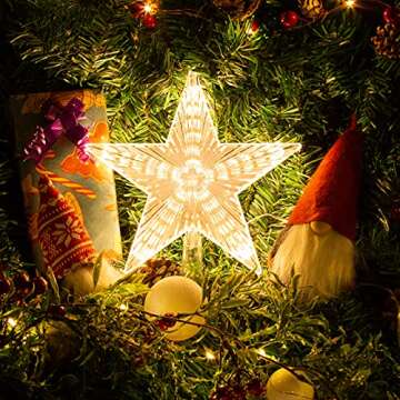 Christmas Tree Topper Star Warm White Light Christmas Tree Decor for Christmas Holiday Home Fit for ...