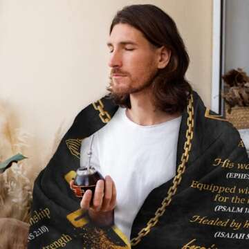 Sunhygge Man of God Blanket 60" x 50" - Best Christian Gifts for Men - Religious Gifts for Men - Gifts for Christian Men - Inspirational Gifts for Men - Mens Christian Gifts - Bible Gifts for Men