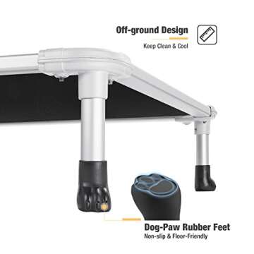 Veehoo Chew Proof Elevated Dog Bed - Cooling Raised Pet Cot - Silver Aluminum Frame and Durable Textilene Mesh Fabric, Unique Designed No-Slip Feet for Indoor or Outdoor Use, Black, Medium, CWC2003