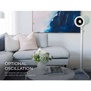 Everdure 49.4 Inch Indoor/Outdoor Pedestal Fan, 6 Speed Settings, Targeted Airflow Control, Oscillating Fan, Remote Control Included, Perfect Cooling Fan for Bedroom, Living Room, Home Office, White