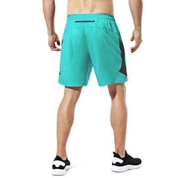 TSLA Men's Active Running Shorts, Training Exercise Workout Shorts, Quick Dry Gym Athletic Performan...