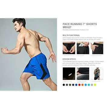 TSLA Men's Active Running Shorts, Training Exercise Workout Shorts, Quick Dry Gym Athletic Performance Shorts with Pockets, 7 Inch Rear Zip Pocket Teal, Large