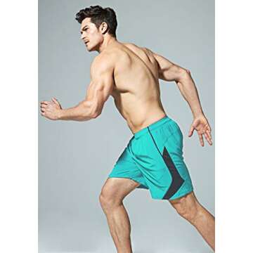 TSLA Men's Active Running Shorts, Training Exercise Workout Shorts, Quick Dry Gym Athletic Performance Shorts with Pockets, 7 Inch Rear Zip Pocket Teal, Large