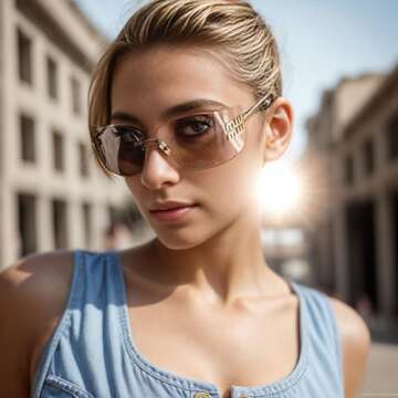 Bsreyeop Futuristic Rimless Y2K Sunglasses for Women Men Fashion Wrap Around Frame Trendy Shield Fra...