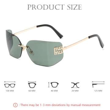 Bsreyeop Futuristic Rimless Y2K Sunglasses for Women Men Fashion Wrap Around Frame Trendy Shield Frameless Design (G15 C4)