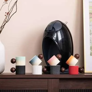 Stylish CLASGLAZ Ceramic Espresso Cups with Wooden Handle