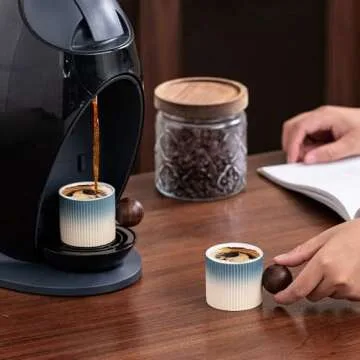 Stylish CLASGLAZ Ceramic Espresso Cups with Wooden Handle