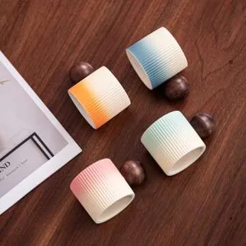 Stylish CLASGLAZ Ceramic Espresso Cups with Wooden Handle